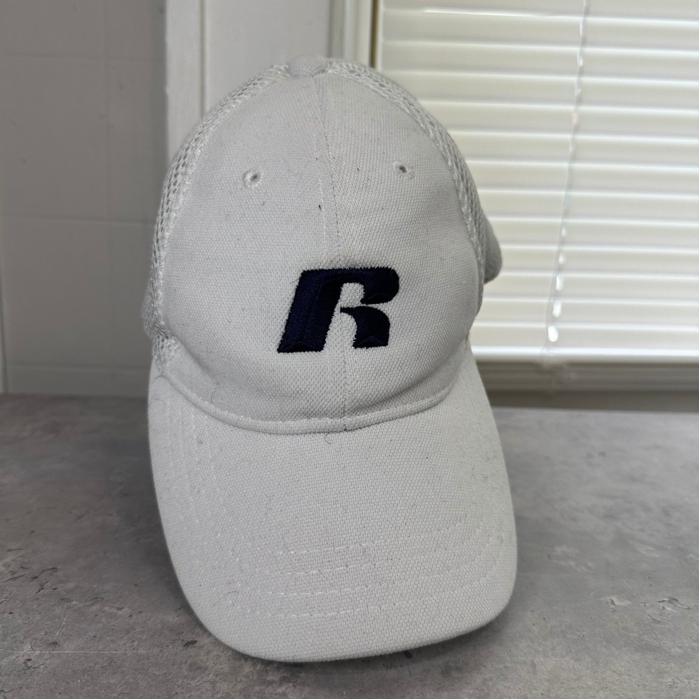 Russell Athletic White Mesh Back Fitted‎ Baseball Cap Men's Hat Sportswear